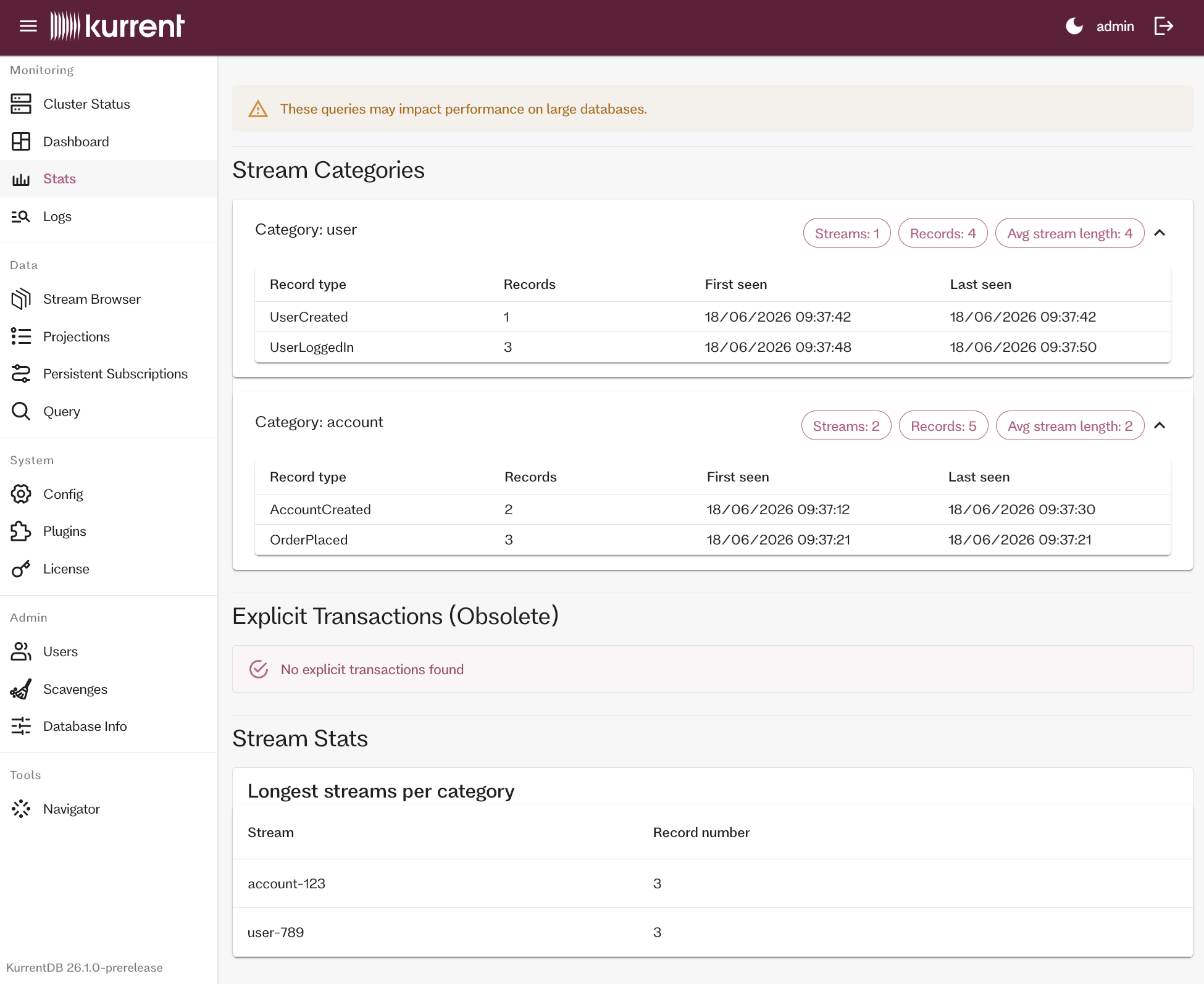 Embedded UI Stats page